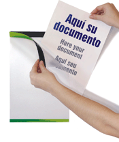 Porta documentos iman, Lamina cristal adhesiva, porta carteles